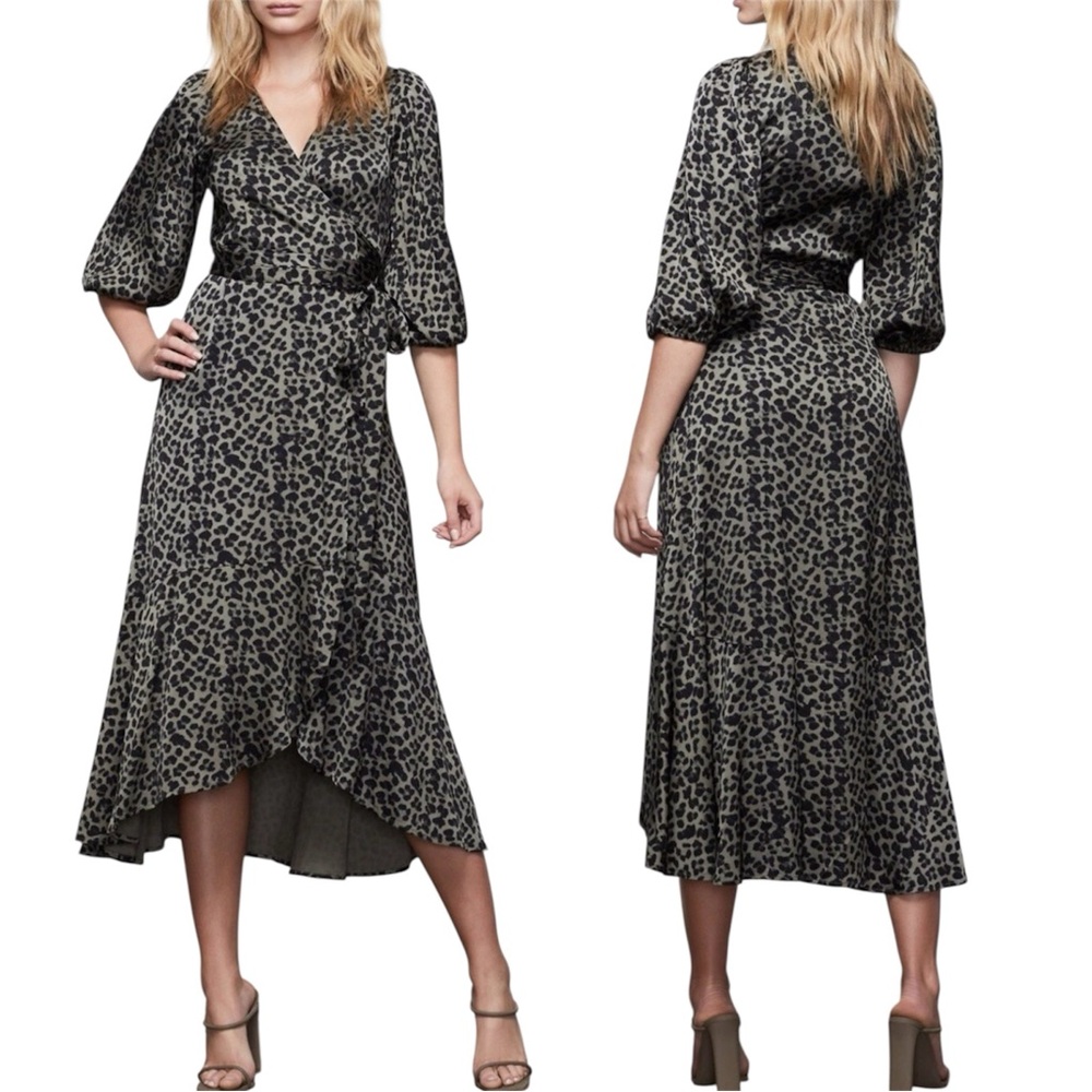 Good American Animal Print Wrap Body Dress